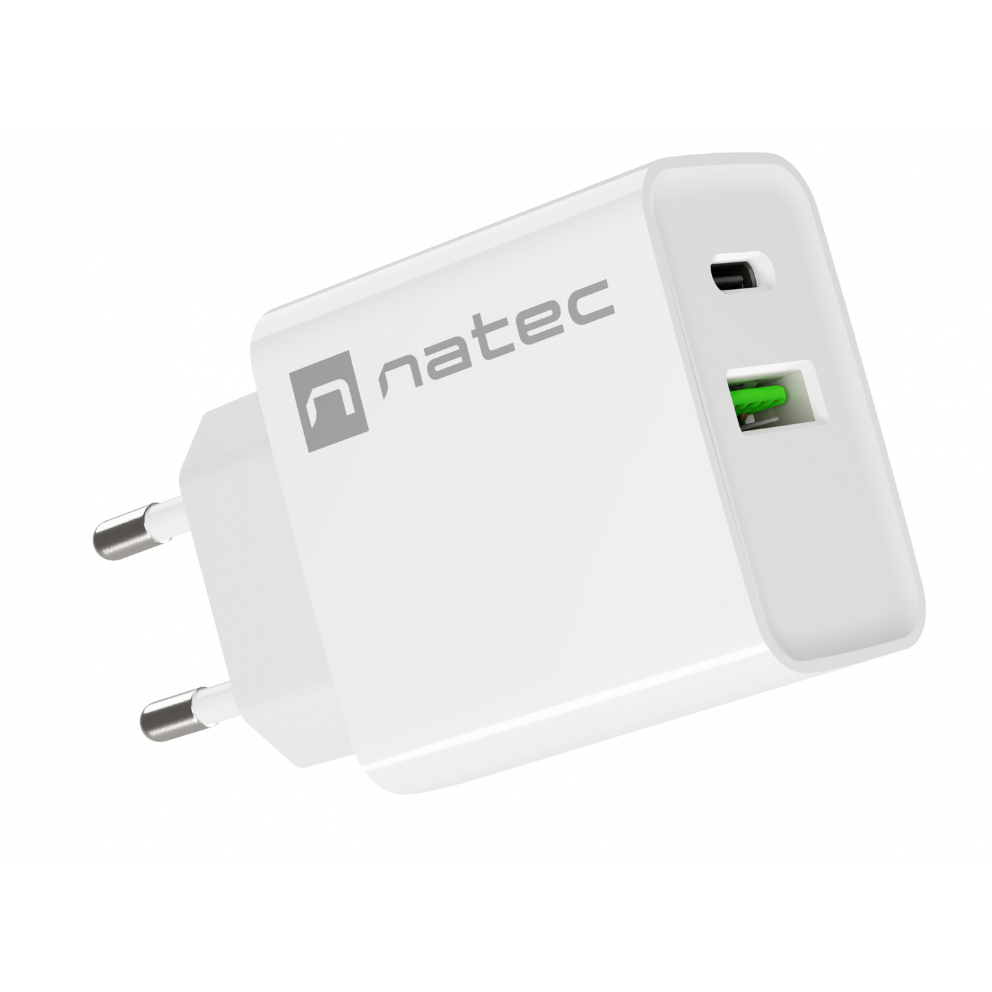 Natec Ribera NUC-2061 USB-C / USB-A Hálózati töltő - Fehér (20W)