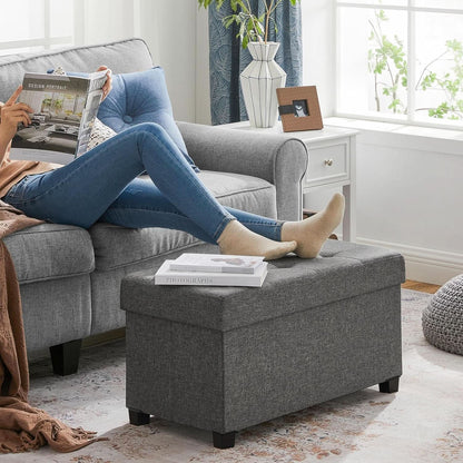 Slate Gray Storage Ottoman Bench 15x30x15.2 Inches