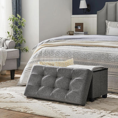 Slate Gray Storage Ottoman Bench 15x30x15.2 Inches