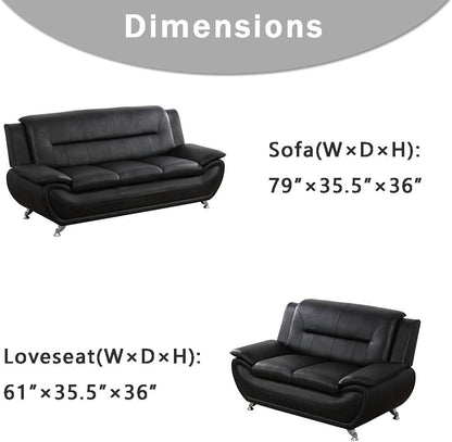 Leather Couches For Living Room Black Sofa And Loveseat Set