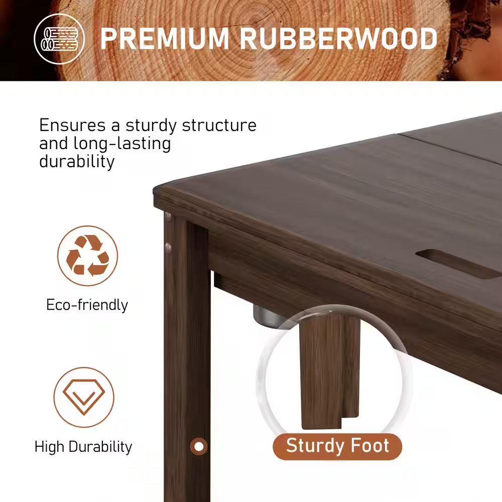 Wood Poker Table Convertible Gaming Table for 4-6 Players with Removable Tops