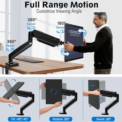 32 Inch Gas Spring Monitor Arm With Clamp VESA Black