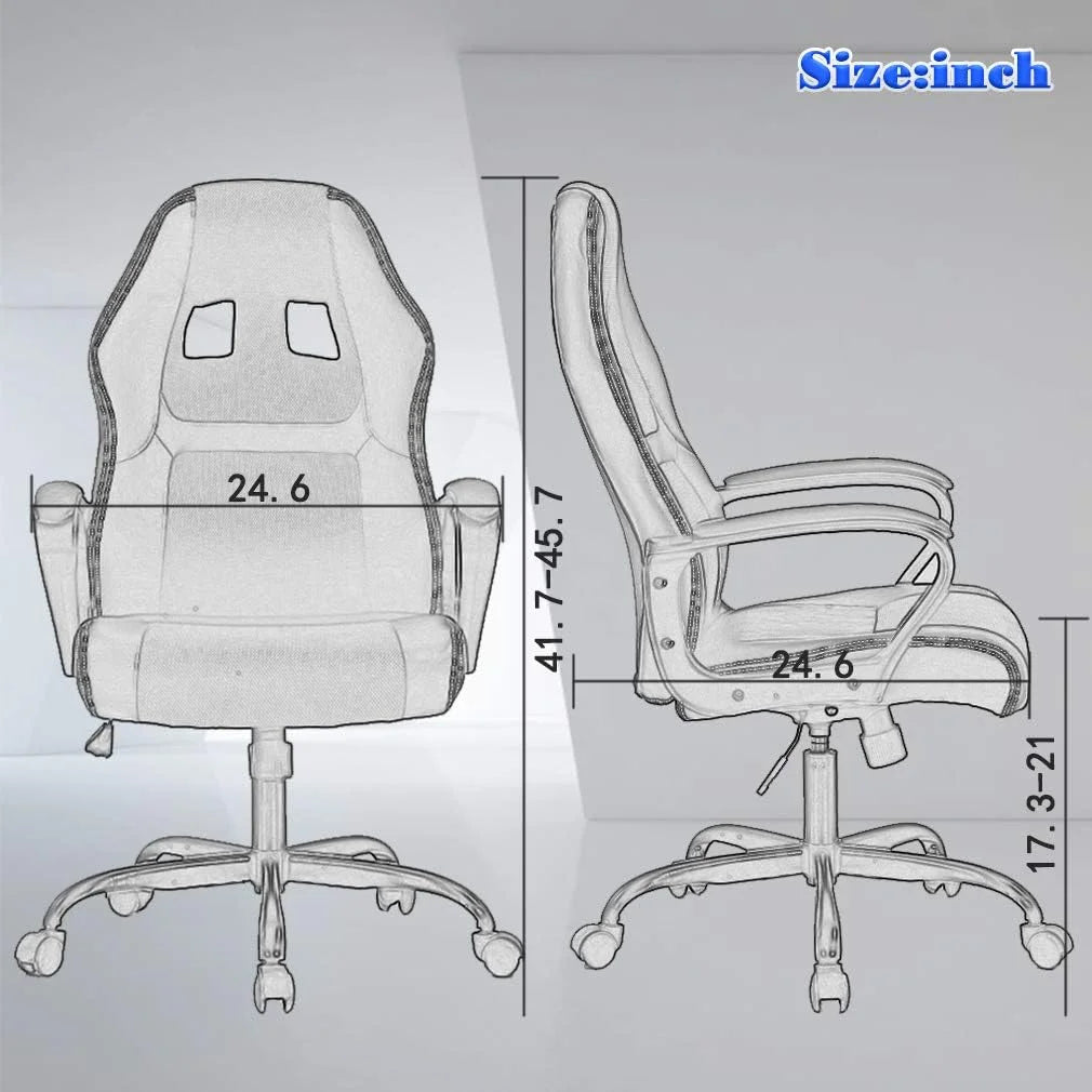 PC Gaming Chair - Ergonomic Desk Chair PU Leather W/Lumbar Support for Women, Men (Red)