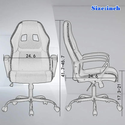 PC Gaming Chair - Ergonomic Desk Chair PU Leather W/Lumbar Support for Women, Men (Red)