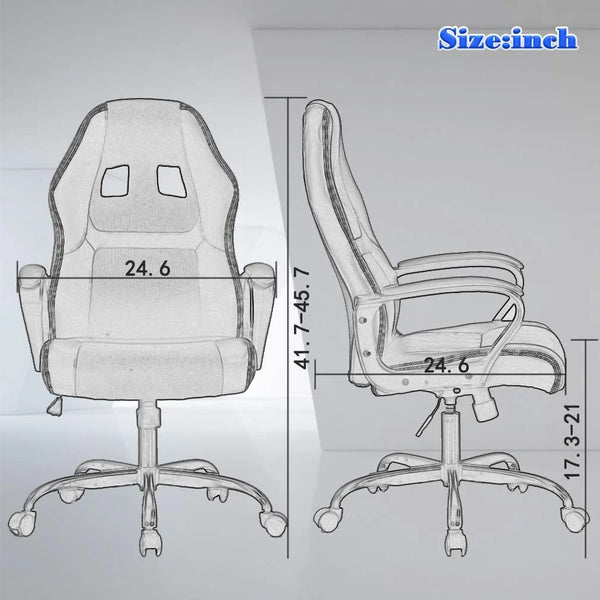 PC Gaming Chair - Ergonomic Desk Chair PU Leather W/Lumbar Support for Women, Men (Red)