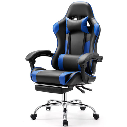Comfort Gaming Chair, Ergonomic Design, Adjustable Features, Home Offfice Chair, Black and Blue