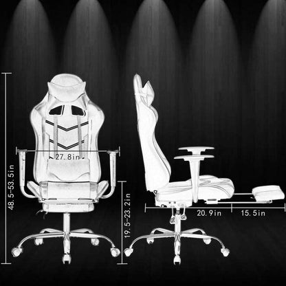 Office Chair PC Gaming Chair Ergonomic Desk Chair Executive PU Leather Computer Chair Lumbar Support with Footrest Modern Task Rolling Swivel Racing Chair for Women&Men, Black