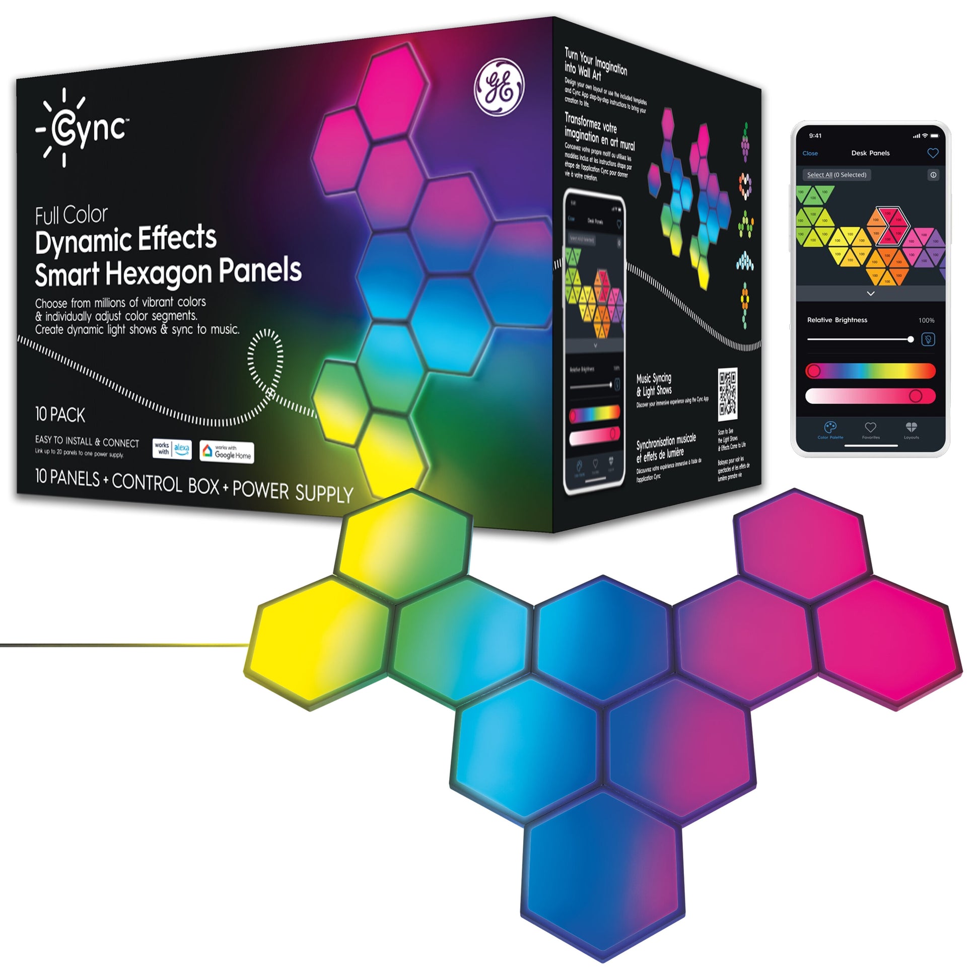 10 -Pack 1-Ft X 1-Ft Multicolor LED Panel Light