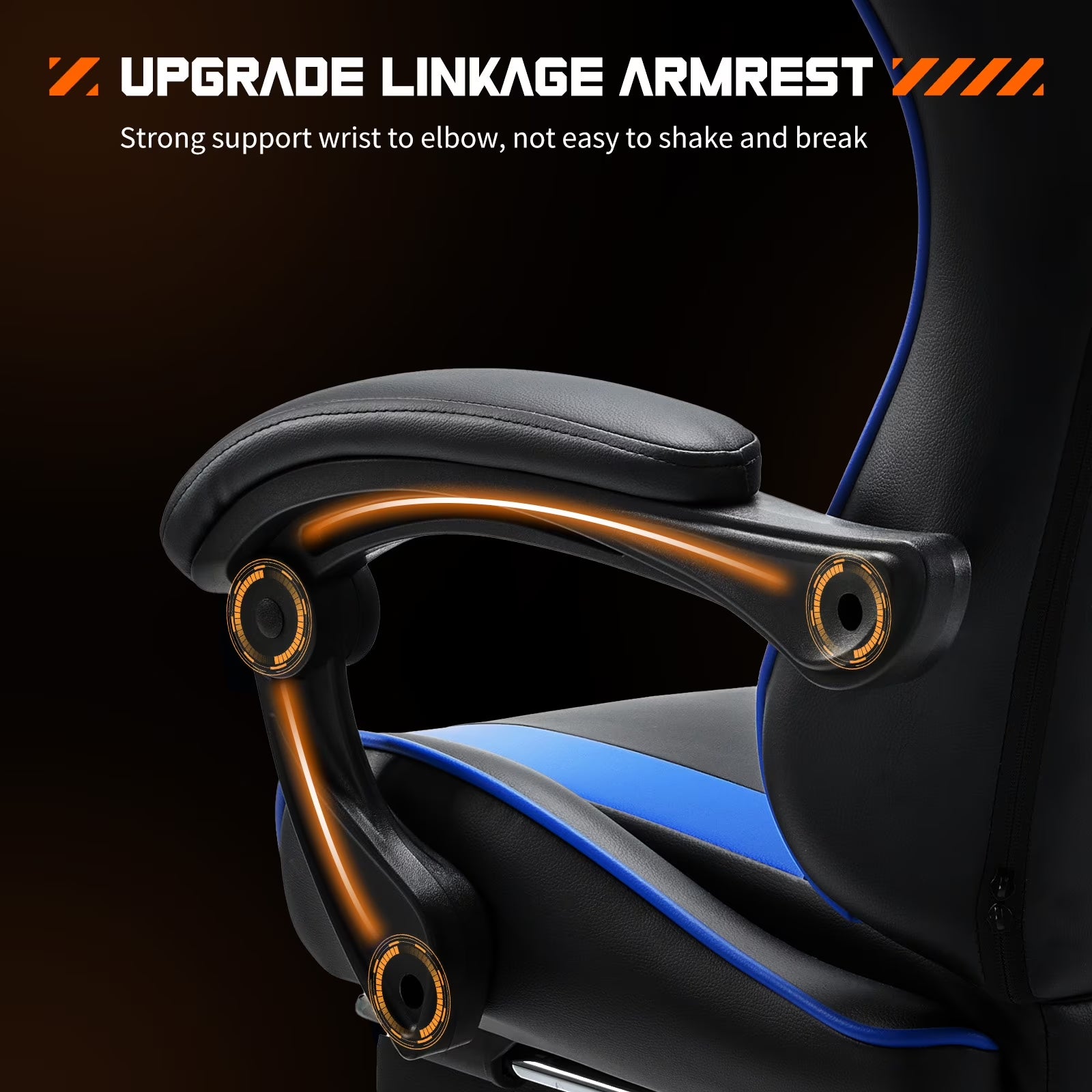 Comfort Gaming Chair, Ergonomic Design, Adjustable Features, Home Offfice Chair, Black and Blue
