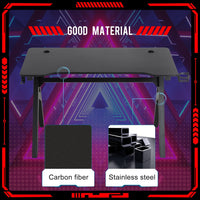 Computer Desk Gaming Desk Student PC Desk Writing Desk Office Desk Modern Ergonomic Racing Style Table Workstation Carbon Fiber Headphone Hook (47In, Red)