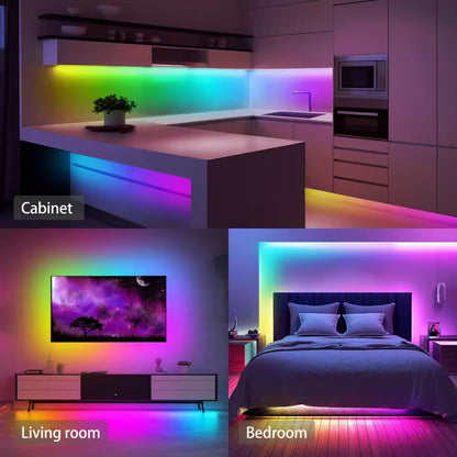 32.8 Ft. Hardwired RGB Smart IC COB Integrated LED Strip Light, High Density Uniform Tape Light for Bedroom Holiday