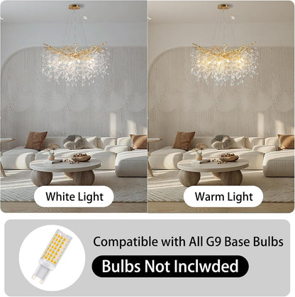 30 Inch Golden Crystal Raindrop Chandelier 10 Light
