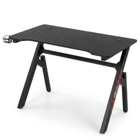Computer Desk Gaming Desk Student PC Desk Writing Desk Office Desk Modern Ergonomic Racing Style Table Workstation Carbon Fiber Headphone Hook (47In, Red) — Studio Shot