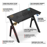 Computer Desk Gaming Desk Student PC Desk Writing Desk Office Desk Modern Ergonomic Racing Style Table Workstation Carbon Fiber Headphone Hook (47In, Red) — How It Works