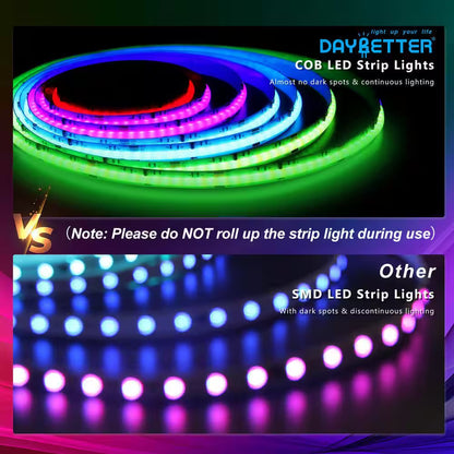 32.8 Ft. Hardwired RGB Smart IC COB Integrated LED Strip Light, High Density Uniform Tape Light for Bedroom Holiday