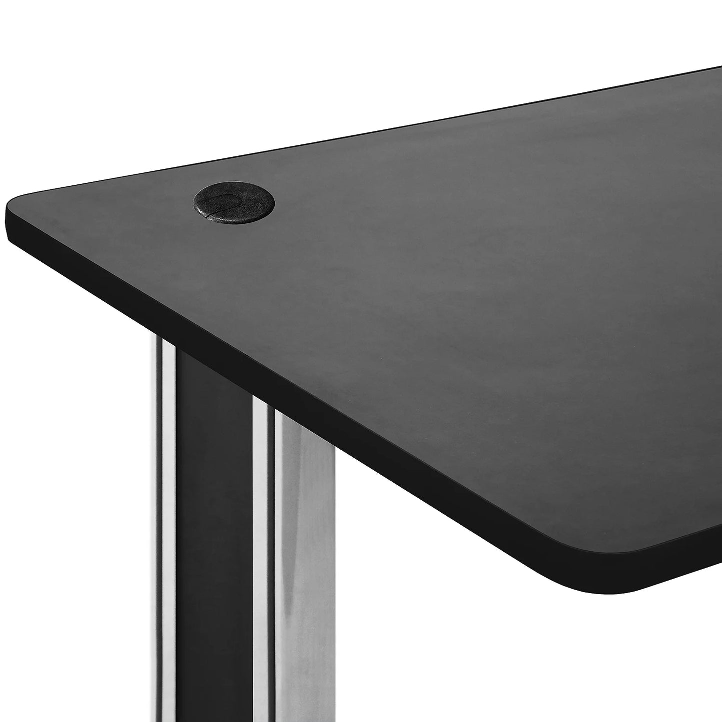 Gaming Desk, Computer Desk 25" X 58" Student PC Desk Office Desk Extra Large Modern Ergonomic Gaming Style Table Workstation - Black and Grey Frame - Black Top - by
