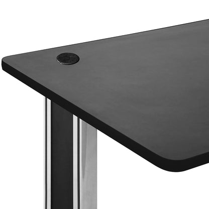 Gaming Desk, Computer Desk 25" X 58" Student PC Desk Office Desk Extra Large Modern Ergonomic Gaming Style Table Workstation - Black and Grey Frame - Black Top - by