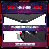 Computer Desk Gaming Desk Student PC Desk Writing Desk Office Desk Modern Ergonomic Racing Style Table Workstation Carbon Fiber Headphone Hook (47In, Red)