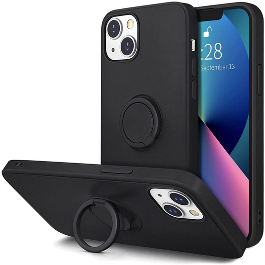 Cellect Samsung S22 Ultra szilikon tok gyűrűvel fekete (CEL-RING-S22U-BK)