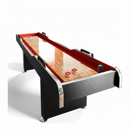Shuffleboard Table, 9Ft Poly Coated Surface, with Accessories, Abacus Style Scoring, Fast Puck Action Play, Indoor and Outdoor Portable Arcade Shuffle Board Game Table for Kids and Adults