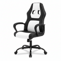 Adult PU Leather and Mesh Racing Gaming Chair with Swivel and Lumbar Support, White